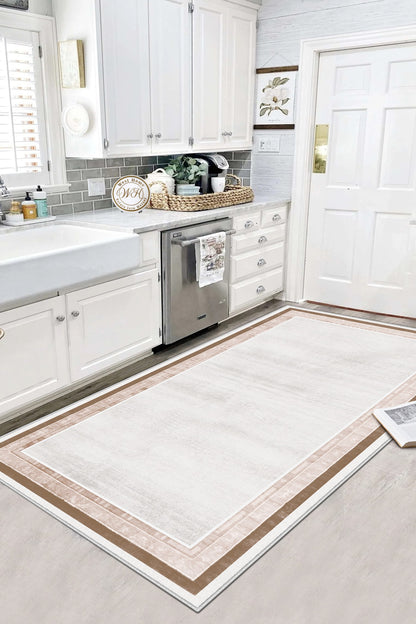 West Home Dijital Baskılı Yıkanabilir Kaymaz Taban Salon, Mutfak ve Yolluk Halısı-660 Sand