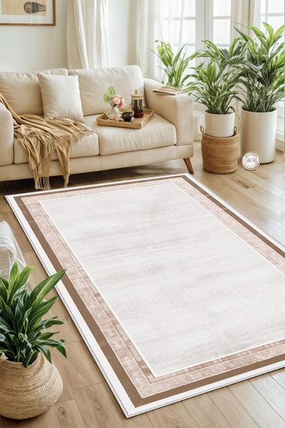 West Home Dijital Baskılı Yıkanabilir Kaymaz Taban Salon, Mutfak ve Yolluk Halısı-660 Sand