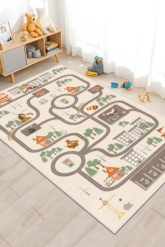 West Home Makinede Yıkanabilir, Çocuk Halısı-680 Beige