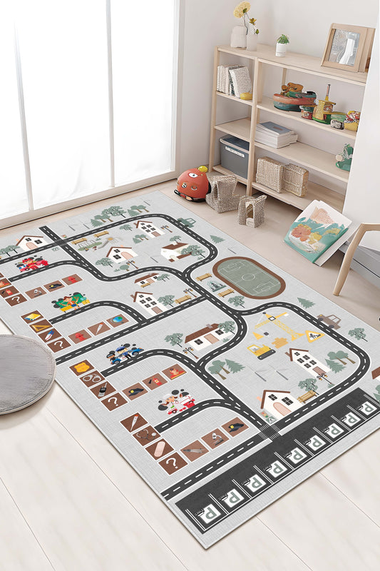 West Home Makinede Yıkanabilir, Çocuk Halısı-683 Grey