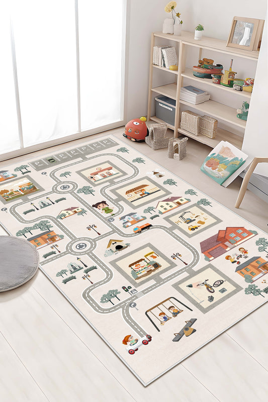 West Home Makinede Yıkanabilir, Çocuk Halısı-686 Beige