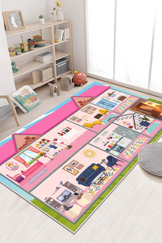 West Home Makinede Yıkanabilir, Çocuk Halısı-688 Rose