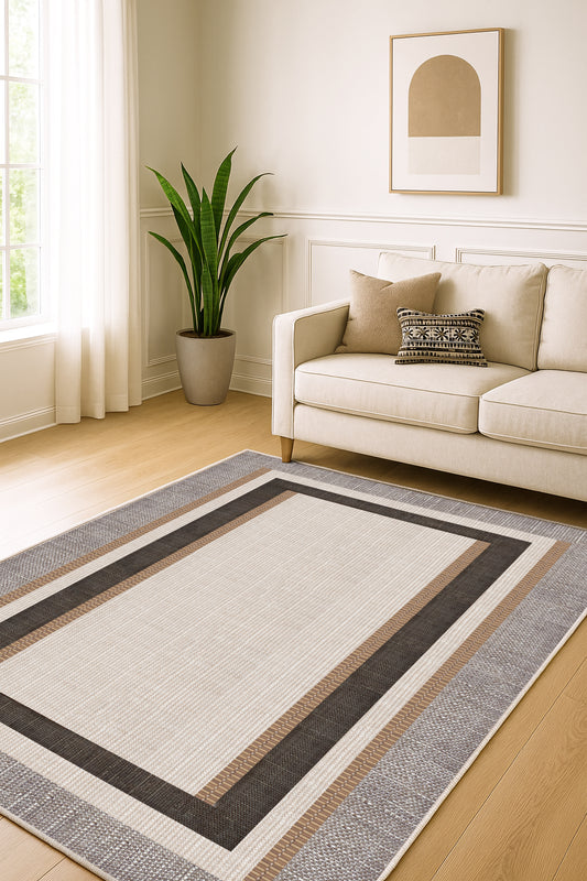 West Home Dijital Baskılı Yıkanabilir Kaymaz Taban Salon, Mutfak ve Yolluk Halısı-690 Beige