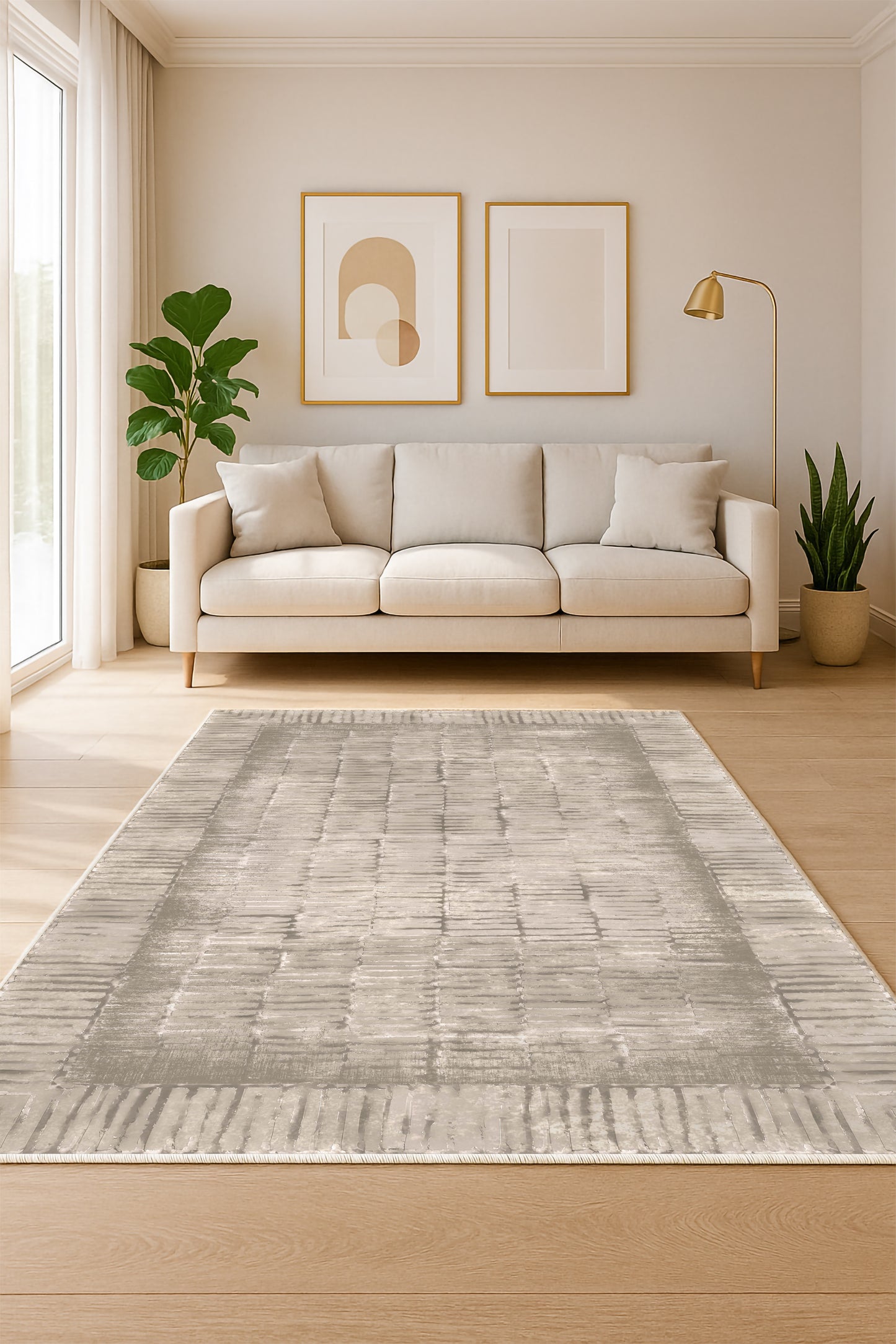 West Home Dijital Baskılı Yıkanabilir Kaymaz Taban Salon, Mutfak ve Yolluk Halısı-692 Beige