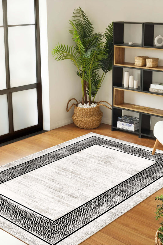 West Home Dijital Baskılı Yıkanabilir Kaymaz Taban Salon, Mutfak ve Yolluk Halısı-693 White