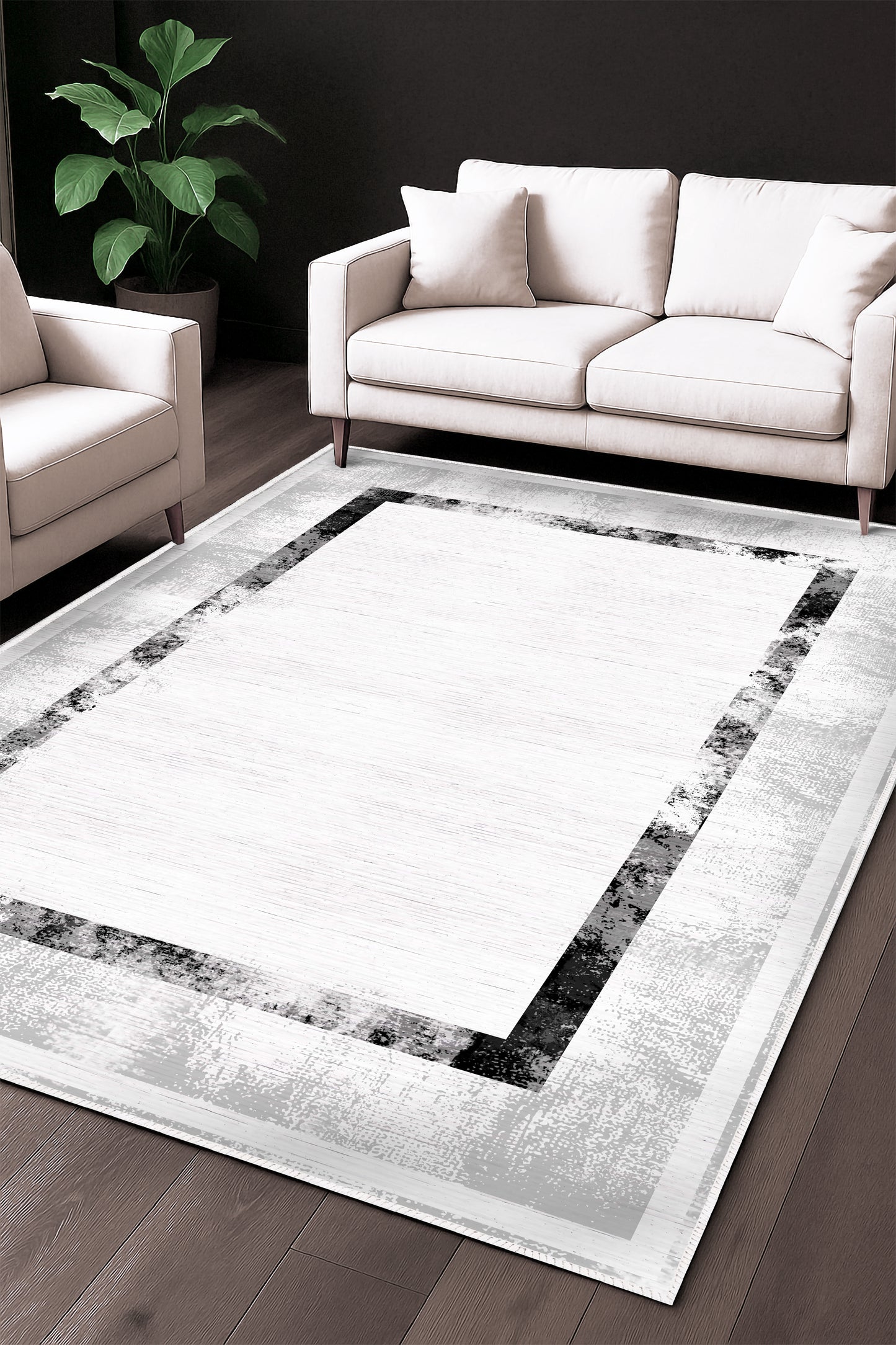 West Home Dijital Baskılı Yıkanabilir Kaymaz Taban Salon, Mutfak ve Yolluk Halısı-696 White