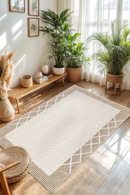 West Home Dijital Baskılı Yıkanabilir Kaymaz Taban Salon, Mutfak ve Yolluk Halısı-699 Beige