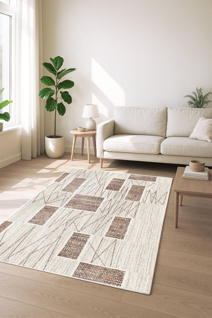 West Home Dijital Baskılı Yıkanabilir Kaymaz Taban Salon, Mutfak ve Yolluk Halısı-701 Beige