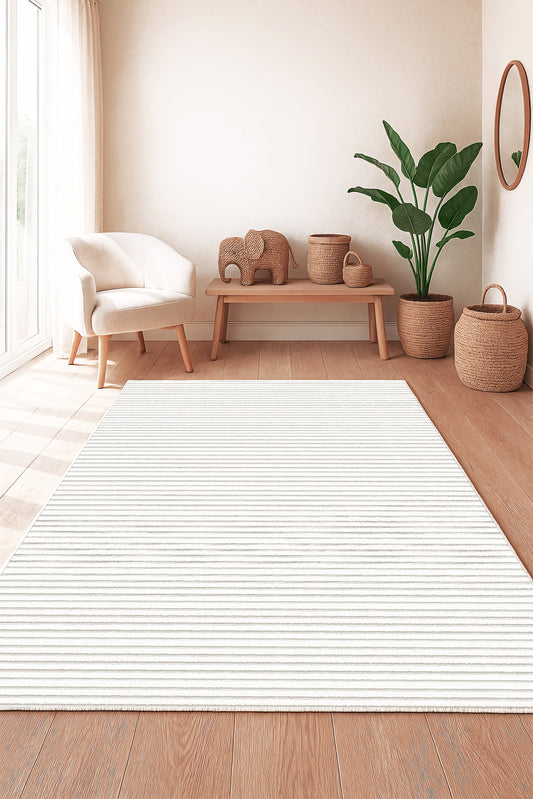 West Home Dijital Baskılı Yıkanabilir Kaymaz Taban Salon, Mutfak ve Yolluk Halısı-702 White