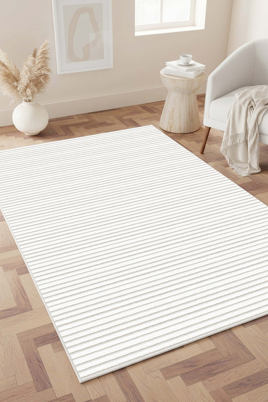 West Home Dijital Baskılı Yıkanabilir Kaymaz Taban Salon, Mutfak ve Yolluk Halısı-702 White