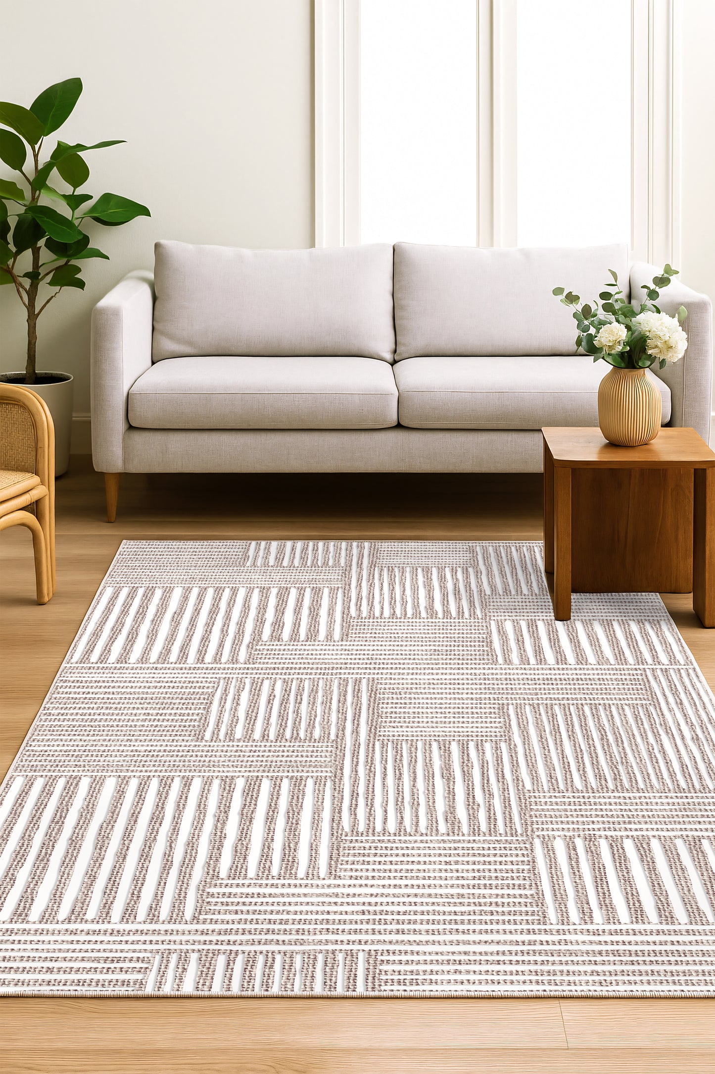 West Home Dijital Baskılı Yıkanabilir Kaymaz Taban Salon, Mutfak ve Yolluk Halısı-704 Beige