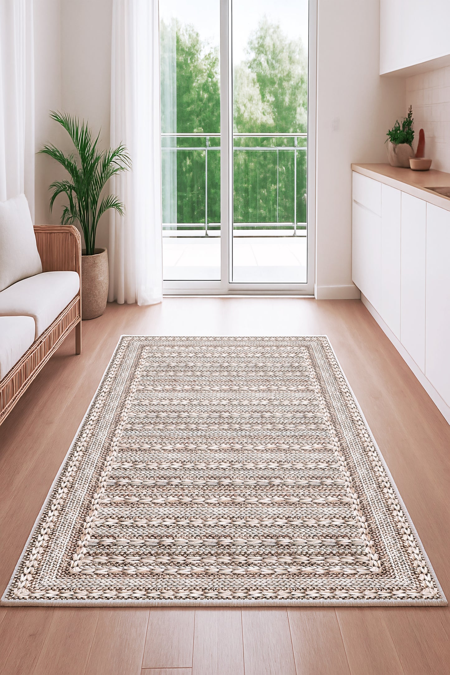 West Home Dijital Baskılı Yıkanabilir Kaymaz Taban Salon, Mutfak ve Yolluk Halısı-705 Beige
