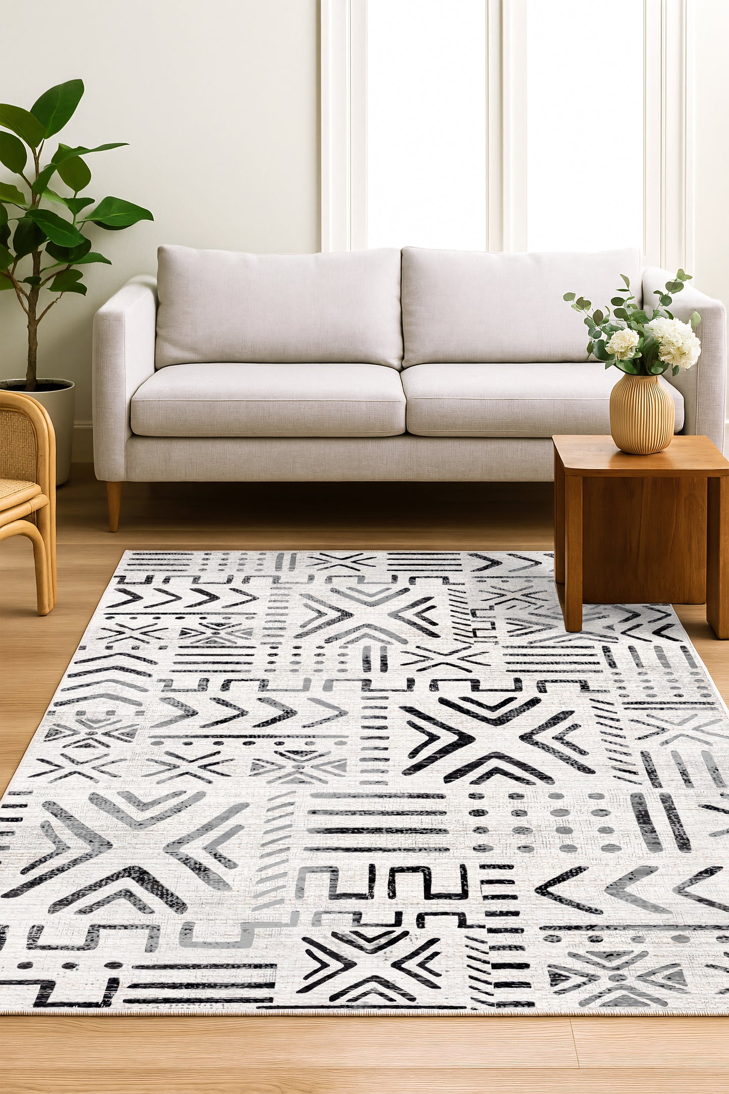 West Home Dijital Baskılı Yıkanabilir Kaymaz Taban Salon, Mutfak ve Yolluk Halısı-708 White