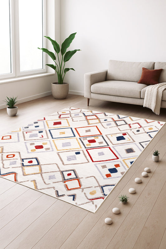 West Home Dijital Baskılı Yıkanabilir Kaymaz Taban Salon, Mutfak ve Yolluk Halısı-709 Multy