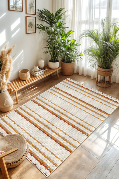 West Home Dijital Baskılı Yıkanabilir Kaymaz Taban Salon, Mutfak ve Yolluk Halısı-714 White