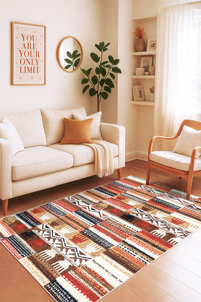 West Home Dijital Baskılı Yıkanabilir Kaymaz Taban Salon, Mutfak ve Yolluk Halısı-715 Multy