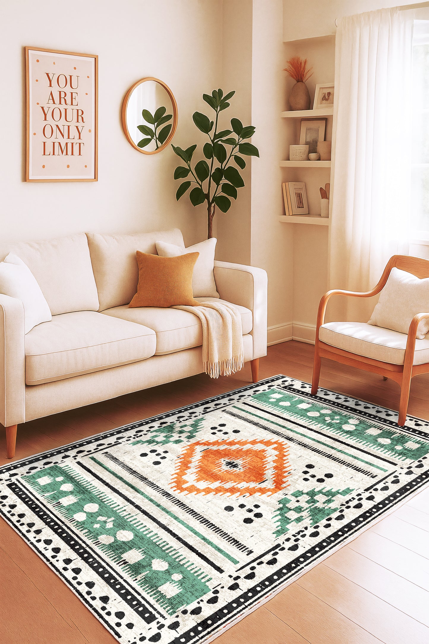 West Home Dijital Baskılı Yıkanabilir Kaymaz Taban Salon, Mutfak ve Yolluk Halısı-716 Green