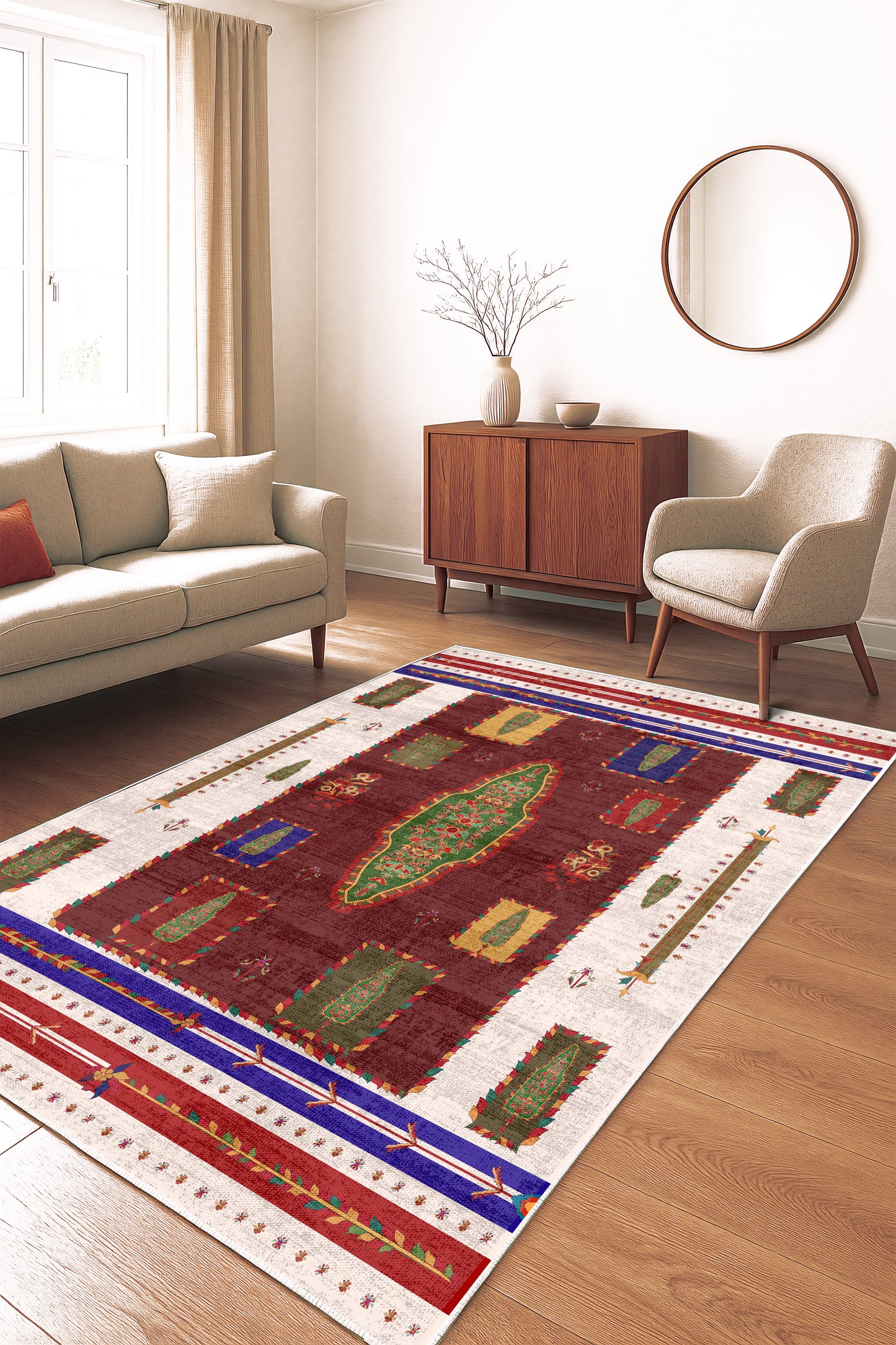 West Home Dijital Baskılı Yıkanabilir Kaymaz Taban Salon, Mutfak ve Yolluk Halısı-719 Multy