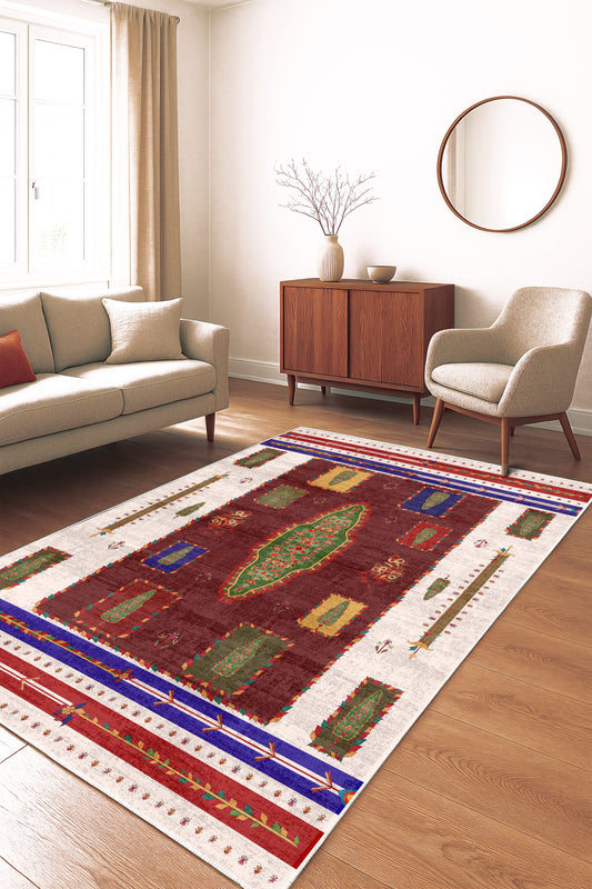 West Home Dijital Baskılı Yıkanabilir Kaymaz Taban Salon, Mutfak ve Yolluk Halısı-719 Multy