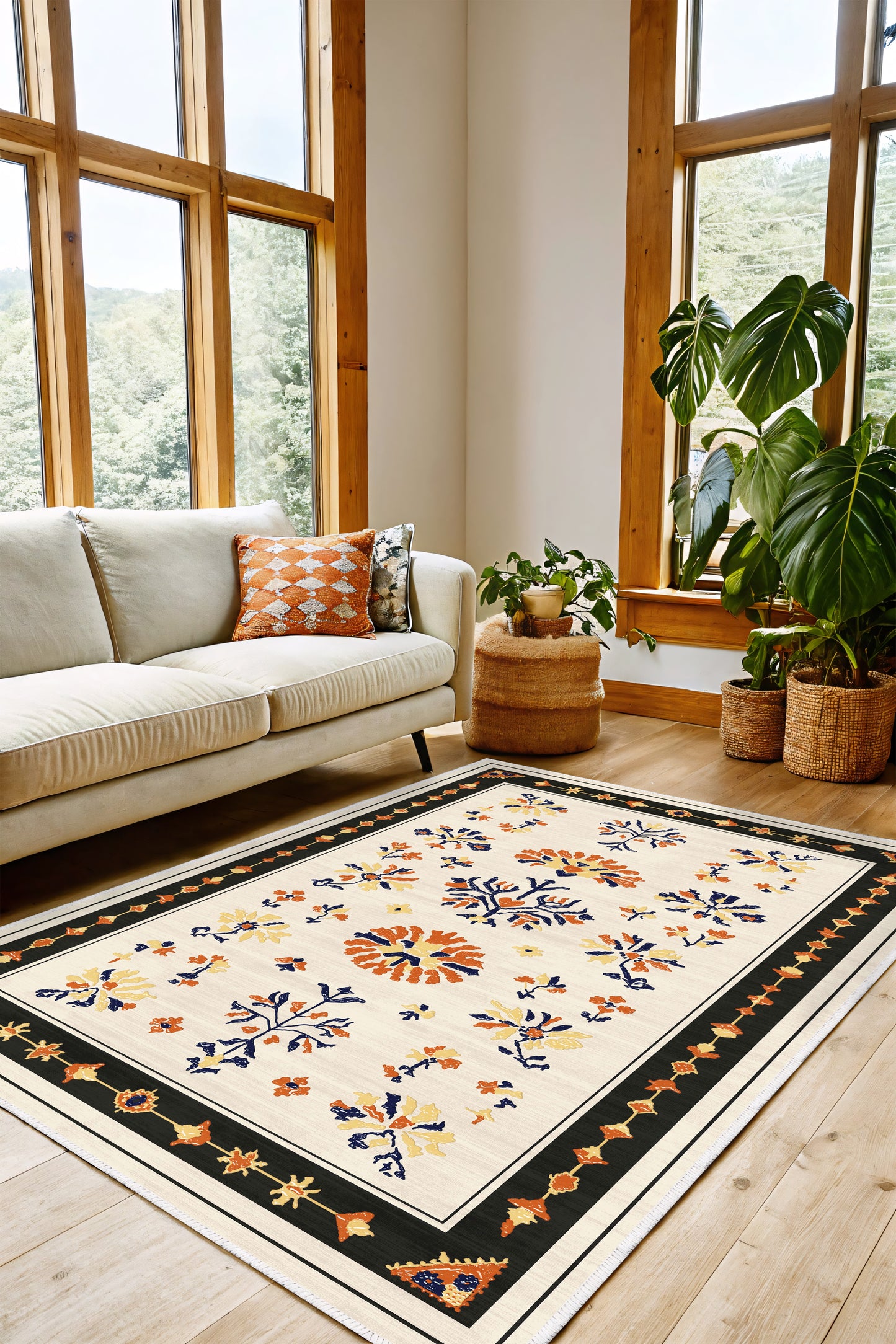 West Home Dijital Baskılı Yıkanabilir Kaymaz Taban Salon, Mutfak ve Yolluk Halısı-721 Beige