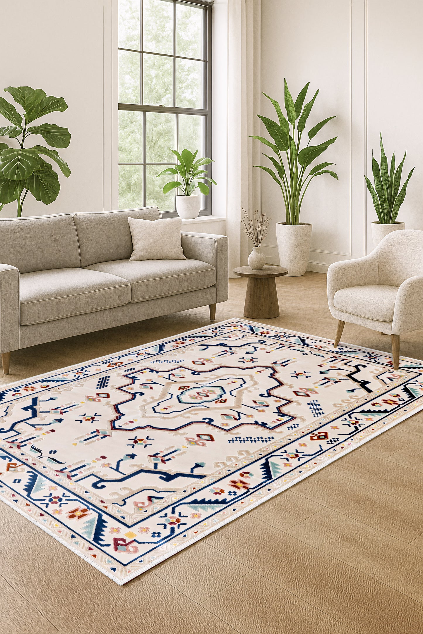 West Home Dijital Baskılı Yıkanabilir Kaymaz Taban Salon, Mutfak ve Yolluk Halısı-722 Beige