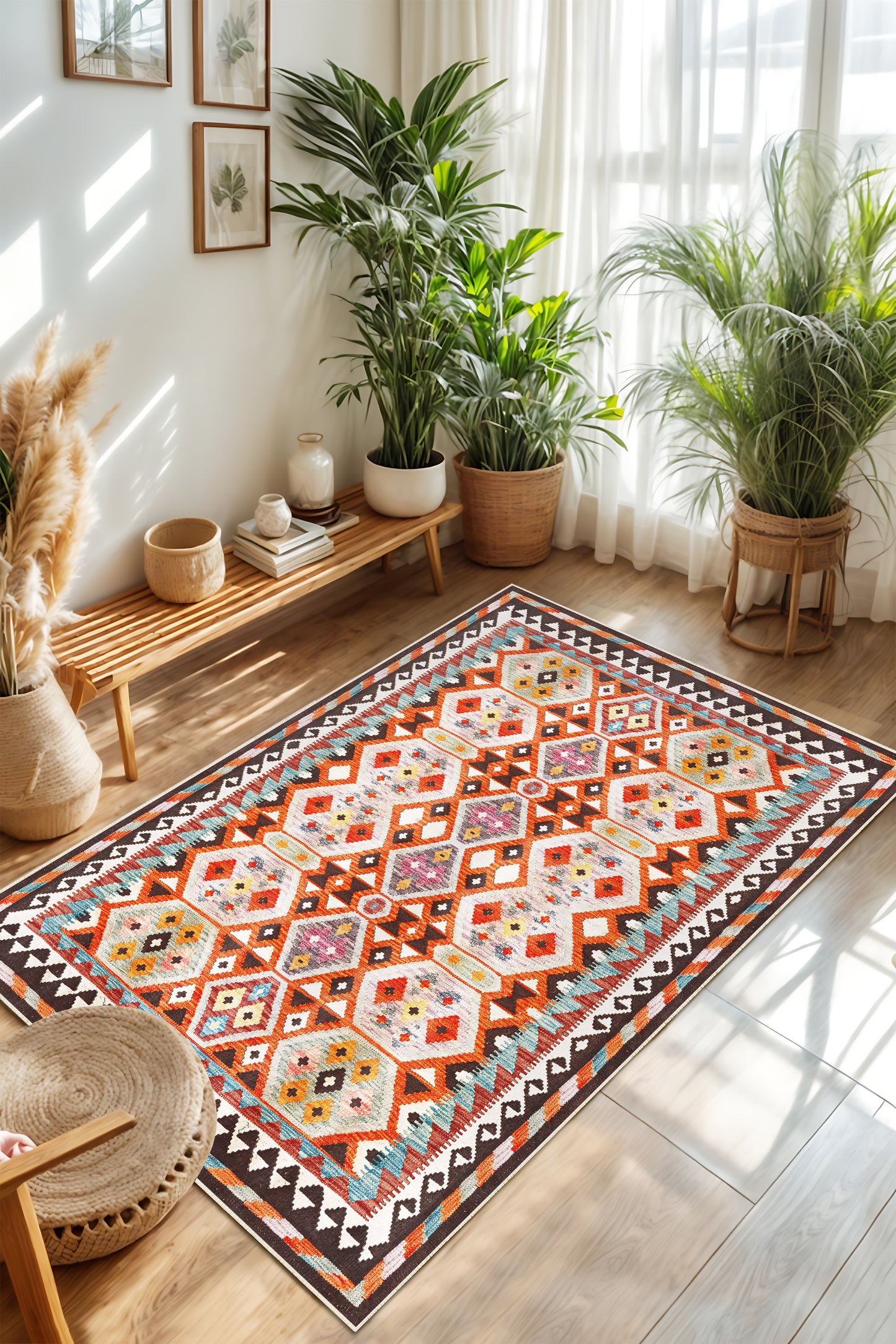 West Home Dijital Baskılı Yıkanabilir Kaymaz Taban Salon, Mutfak ve Yolluk Halısı-723 Multy