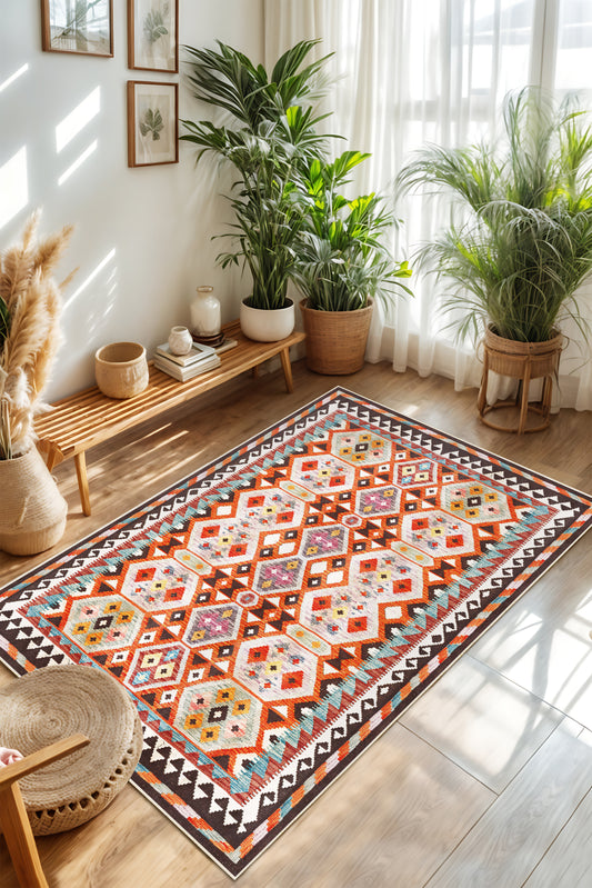 West Home Dijital Baskılı Yıkanabilir Kaymaz Taban Salon, Mutfak ve Yolluk Halısı-723 Multy