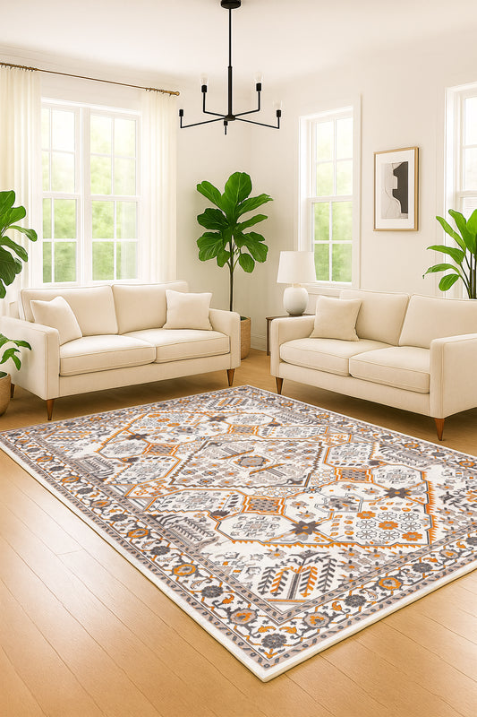 West Home Dijital Baskılı Yıkanabilir Kaymaz Taban Salon, Mutfak ve Yolluk Halısı-724 Beige