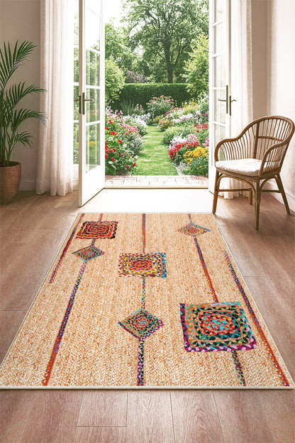 West Home Dijital Baskılı Yıkanabilir Kaymaz Taban Salon, Mutfak ve Yolluk Halısı-728 Beige