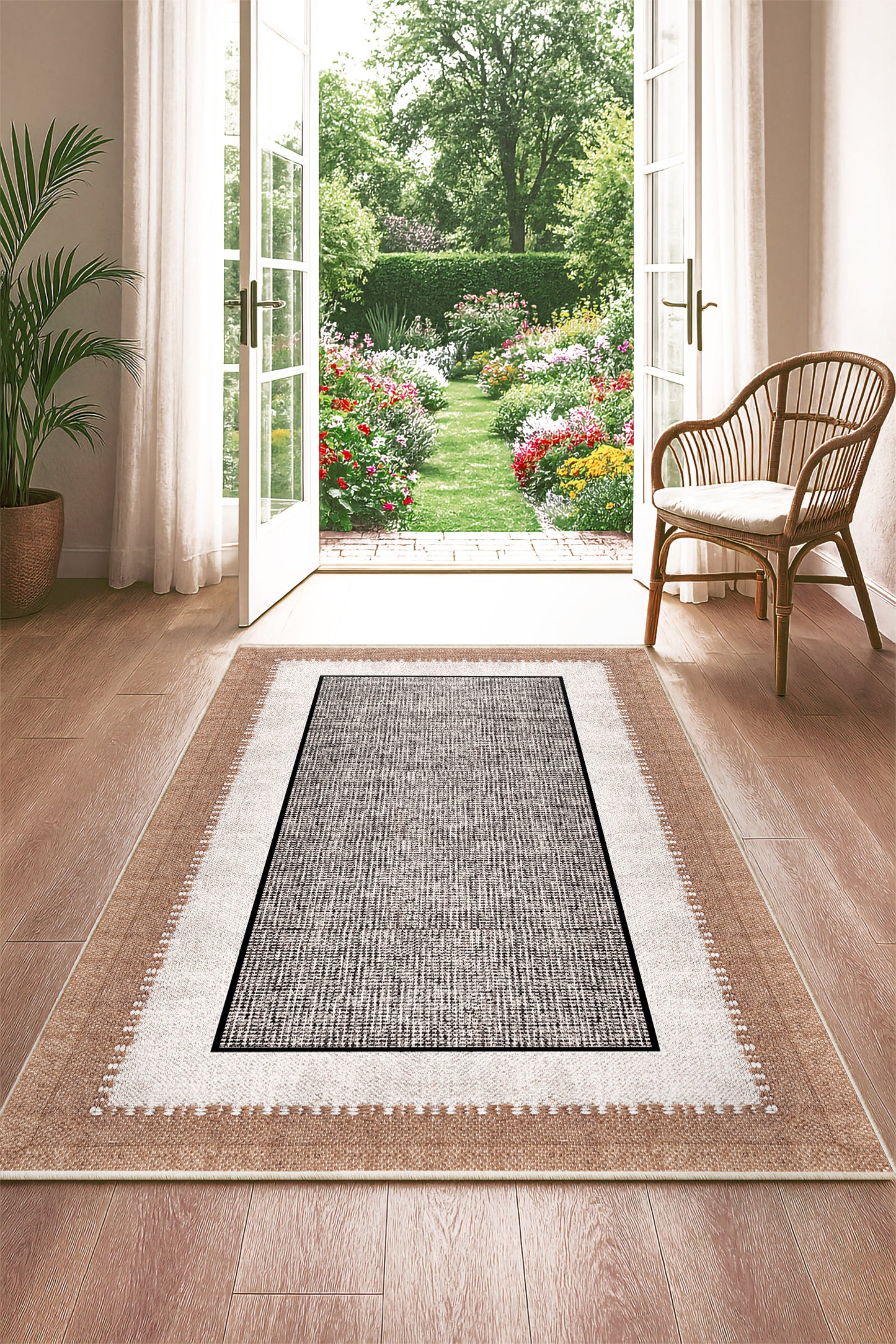 West Home Dijital Baskılı Yıkanabilir Kaymaz Taban Salon, Mutfak ve Yolluk Halısı-730 Beige