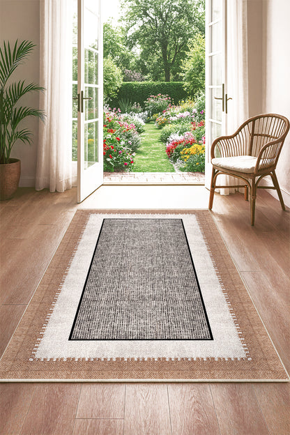 West Home Dijital Baskılı Yıkanabilir Kaymaz Taban Salon, Mutfak ve Yolluk Halısı-730 Beige