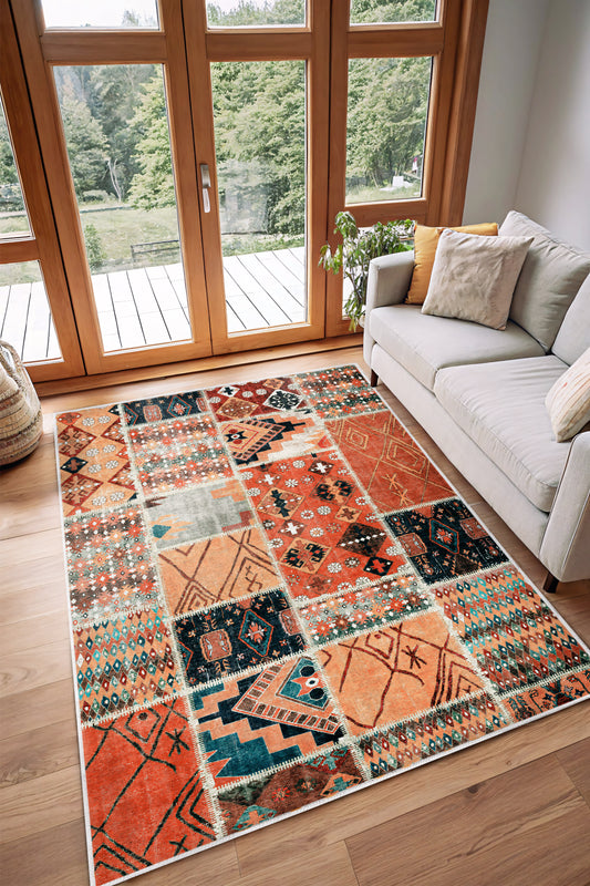 West Home Dijital Baskılı Yıkanabilir Kaymaz Taban Salon, Mutfak ve Yolluk Halısı-734 Multy