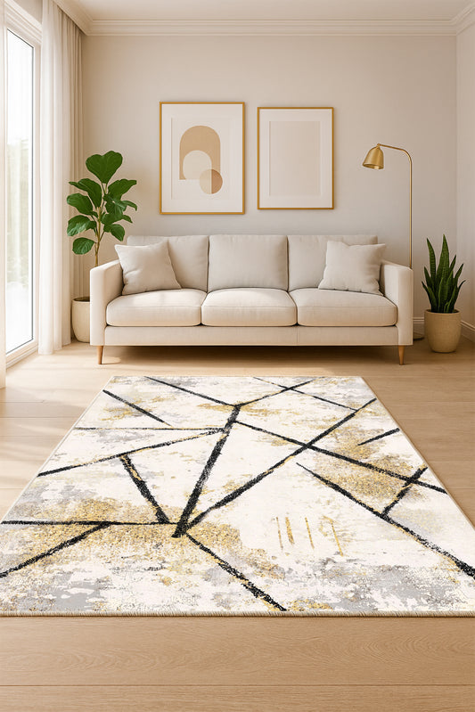 West Home Dijital Baskılı Yıkanabilir Kaymaz Taban Salon, Mutfak ve Yolluk Halısı-736 White