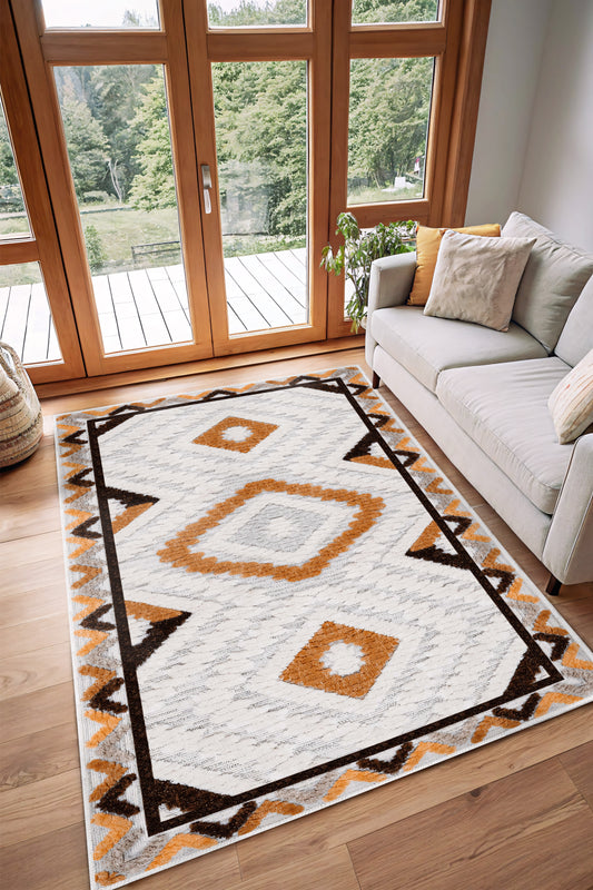 West Home Dijital Baskılı Yıkanabilir Kaymaz Taban Salon, Mutfak ve Yolluk Halısı-737 Orange