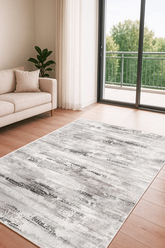 West Home Dijital Baskılı Yıkanabilir Kaymaz Taban Salon, Mutfak ve Yolluk Halısı-738 Grey