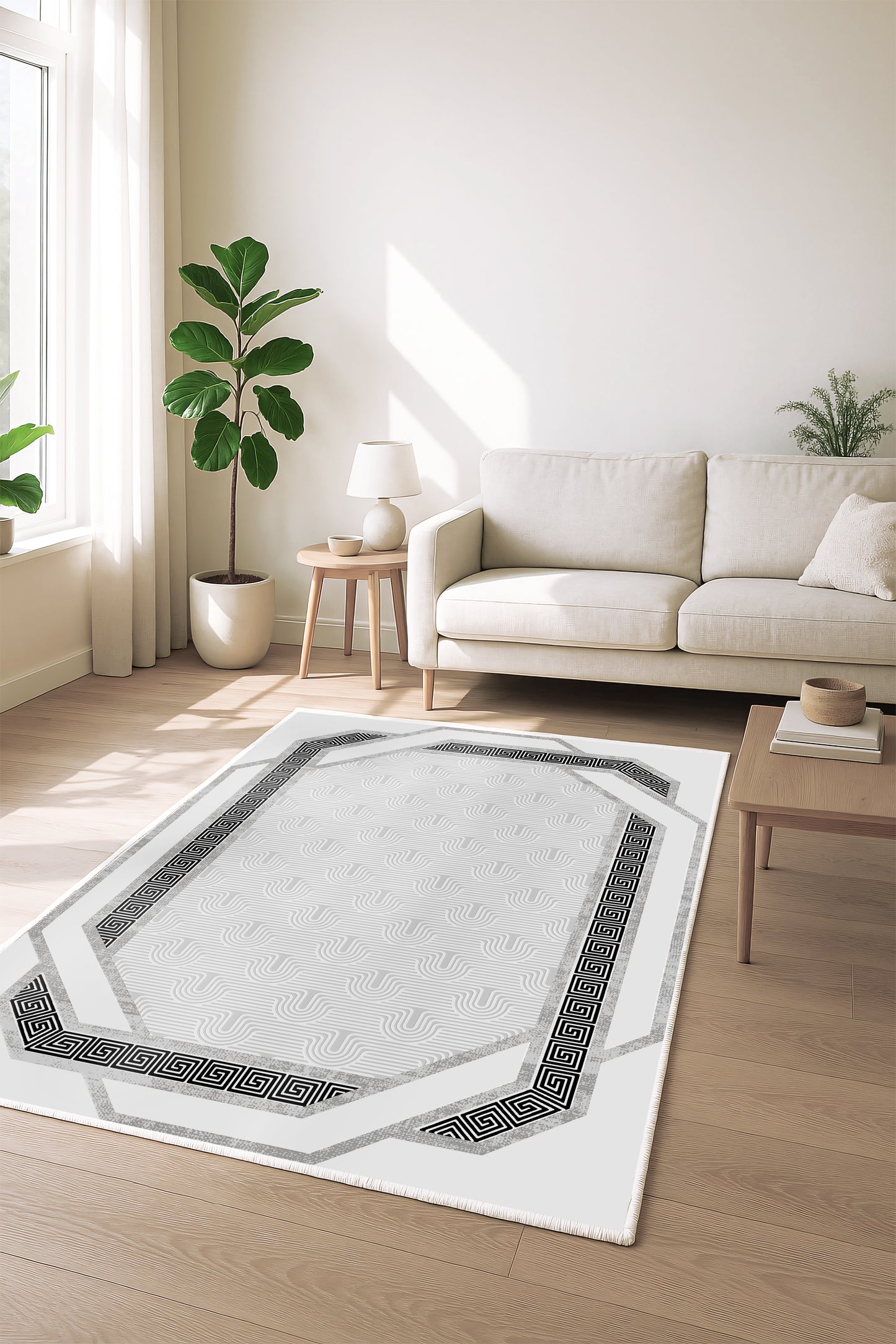 West Home Dijital Baskılı Yıkanabilir Kaymaz Taban Salon, Mutfak ve Yolluk Halısı-739 Grey