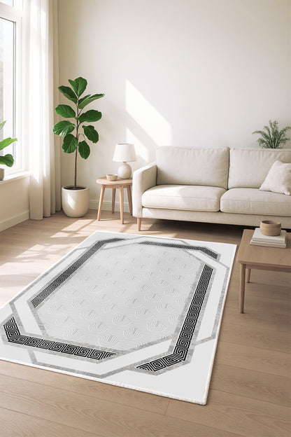 West Home Dijital Baskılı Yıkanabilir Kaymaz Taban Salon, Mutfak ve Yolluk Halısı-739 Grey