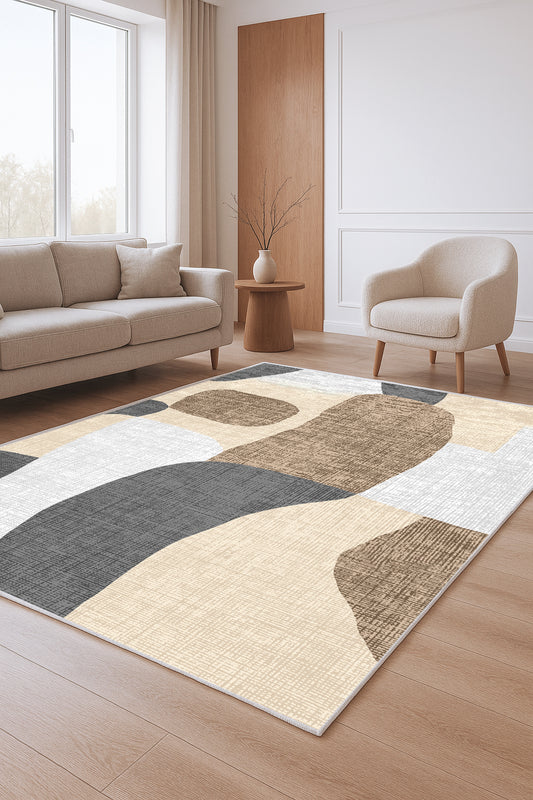 West Home Dijital Baskılı Yıkanabilir Kaymaz Taban Salon, Mutfak ve Yolluk Halısı-740 Beige