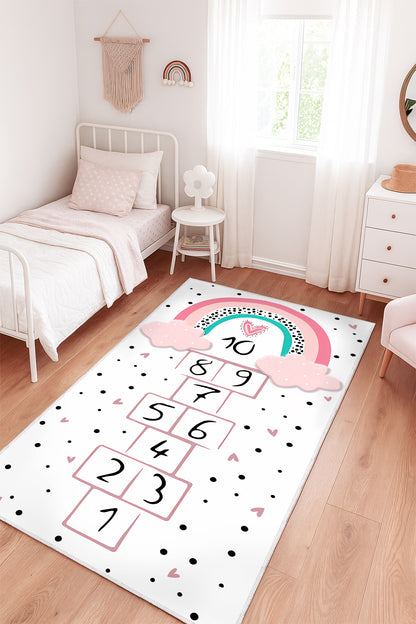 West Home Makinede Yıkanabilir, Çocuk Halısı-745 White