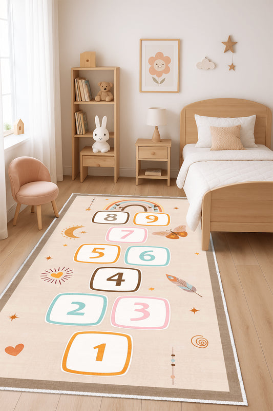 West Home Makinede Yıkanabilir, Çocuk Halısı-746 Beige