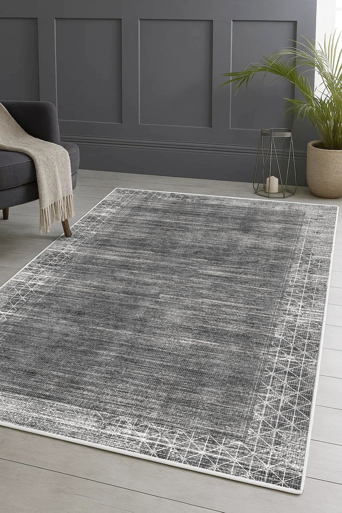 West Home Dijital Baskılı Yıkanabilir Kaymaz Taban Salon, Mutfak ve Yolluk Halısı-749 Grey