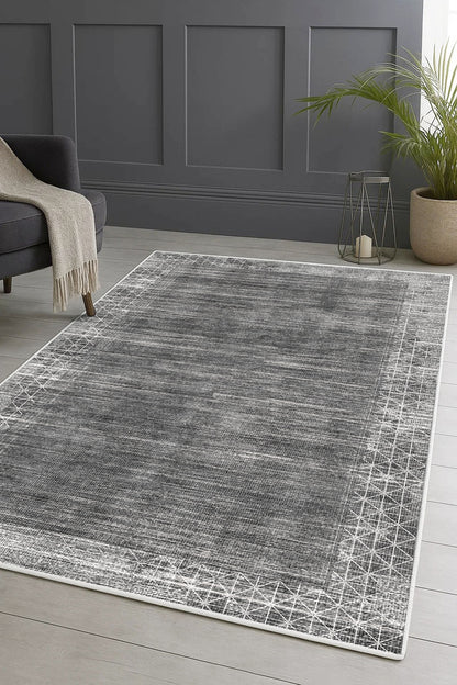 West Home Dijital Baskılı Yıkanabilir Kaymaz Taban Salon, Mutfak ve Yolluk Halısı-749 Grey