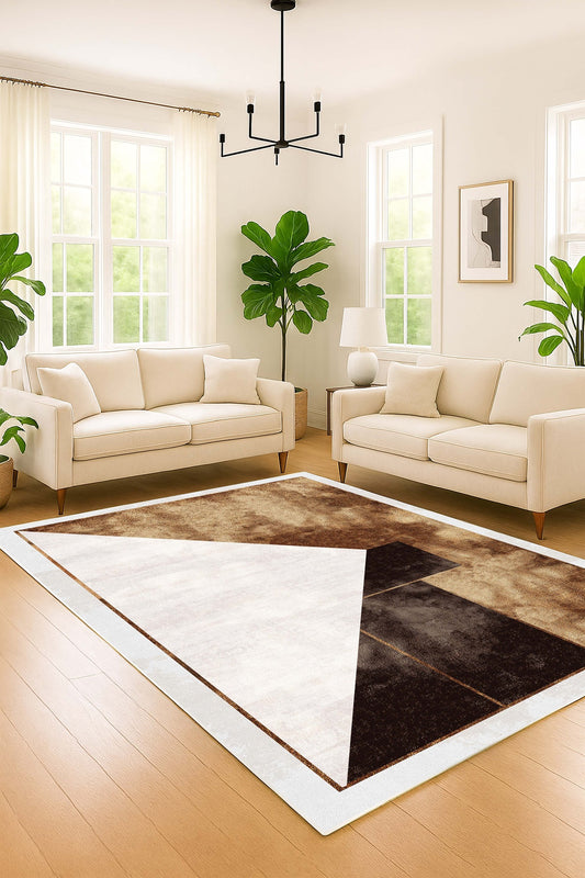 West Home Dijital Baskılı Yıkanabilir Kaymaz Taban Salon, Mutfak ve Yolluk Halısı-752 Brown