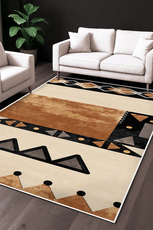 West Home Dijital Baskılı Yıkanabilir Kaymaz Taban Salon, Mutfak ve Yolluk Halısı-753 Beige