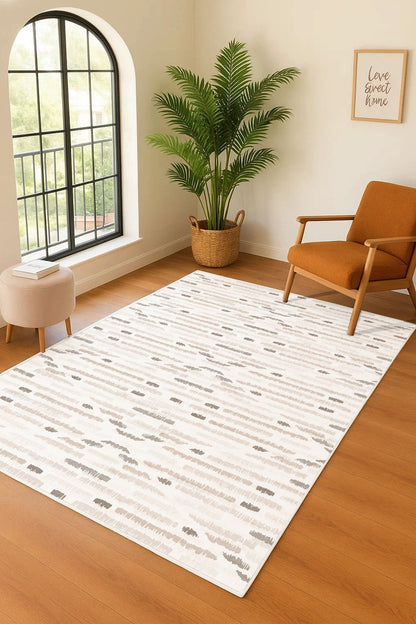 West Home Dijital Baskılı Yıkanabilir Kaymaz Taban Salon, Mutfak ve Yolluk Halısı-754 White