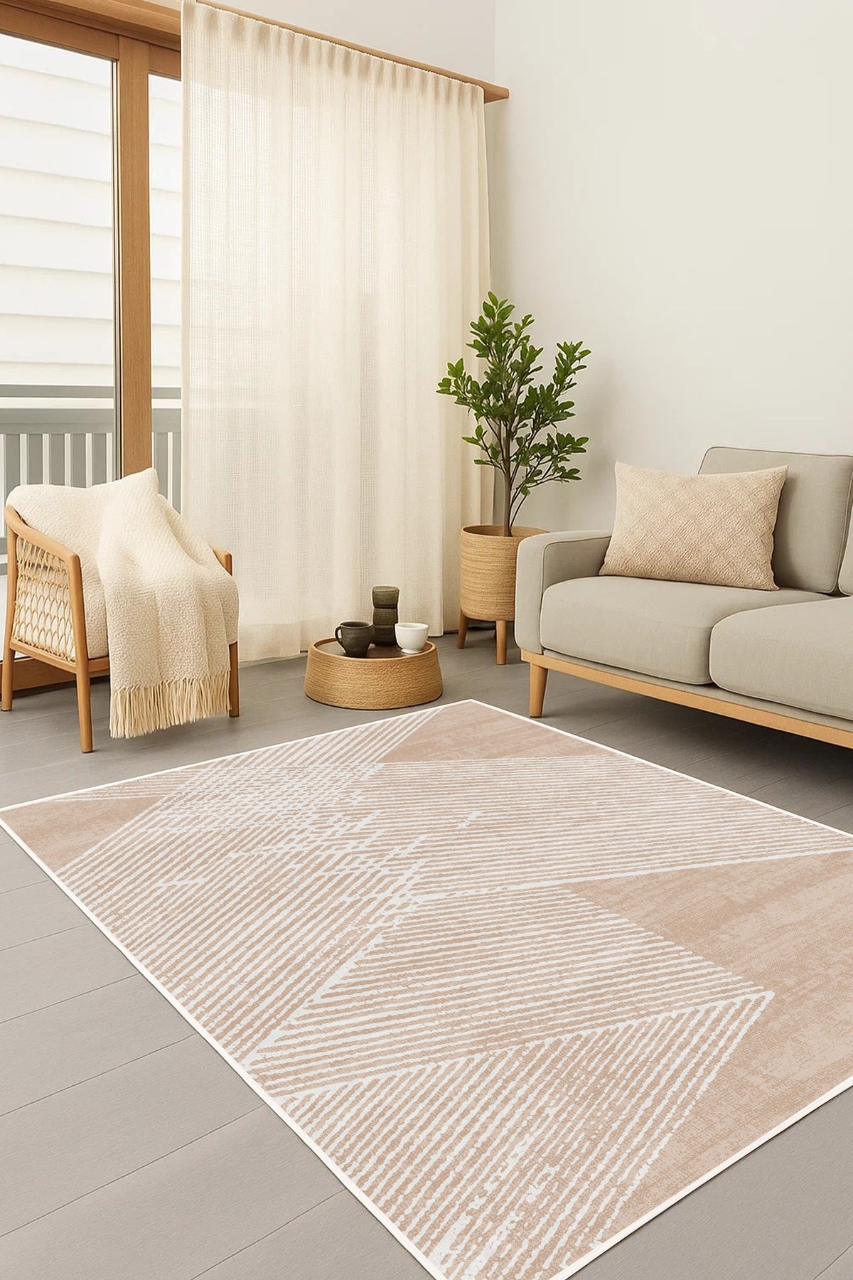 West Home Dijital Baskılı Yıkanabilir Kaymaz Taban Salon, Mutfak ve Yolluk Halısı-755 Beige