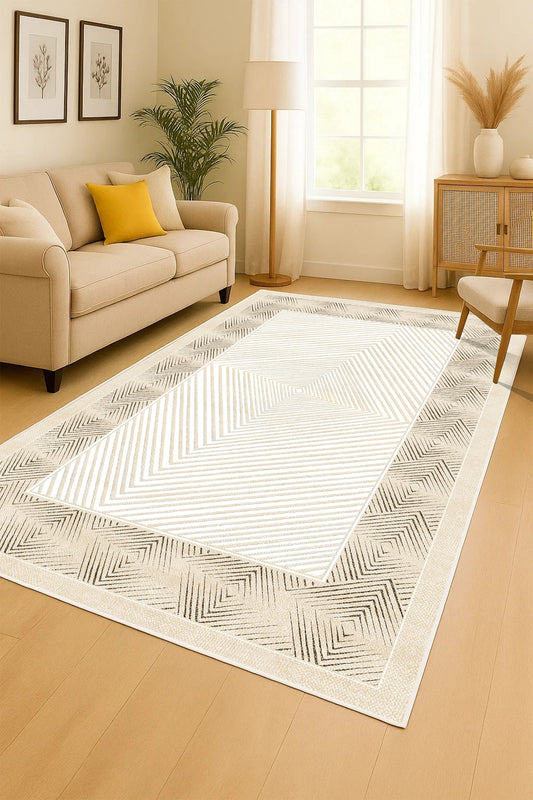 West Home Dijital Baskılı Yıkanabilir Kaymaz Taban Salon, Mutfak ve Yolluk Halısı-758 Beige