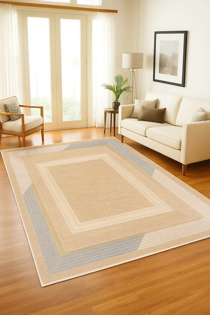 West Home Dijital Baskılı Yıkanabilir Kaymaz Taban Salon, Mutfak ve Yolluk Halısı-761 Beige