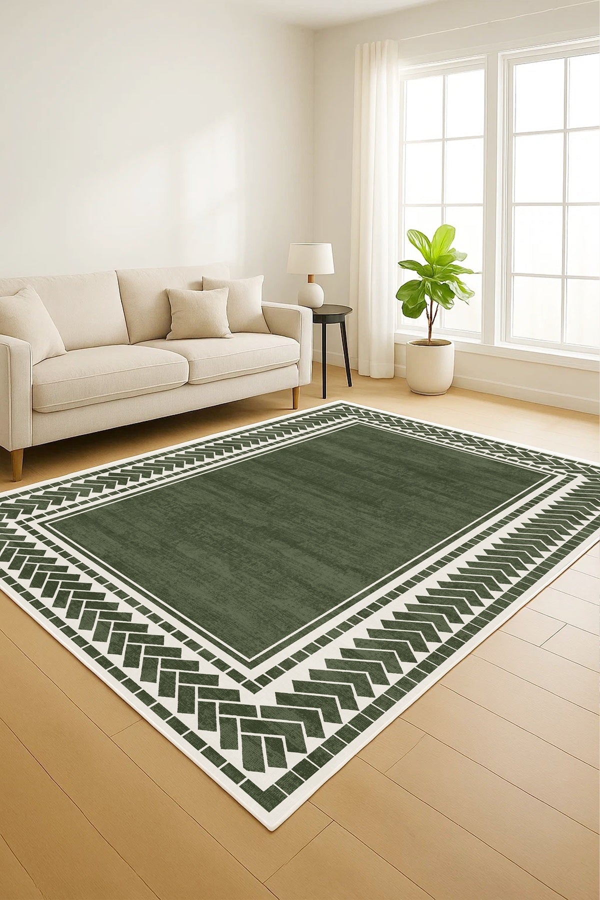 West Home Dijital Baskılı Yıkanabilir Kaymaz Taban Salon, Mutfak ve Yolluk Halısı-763 Green