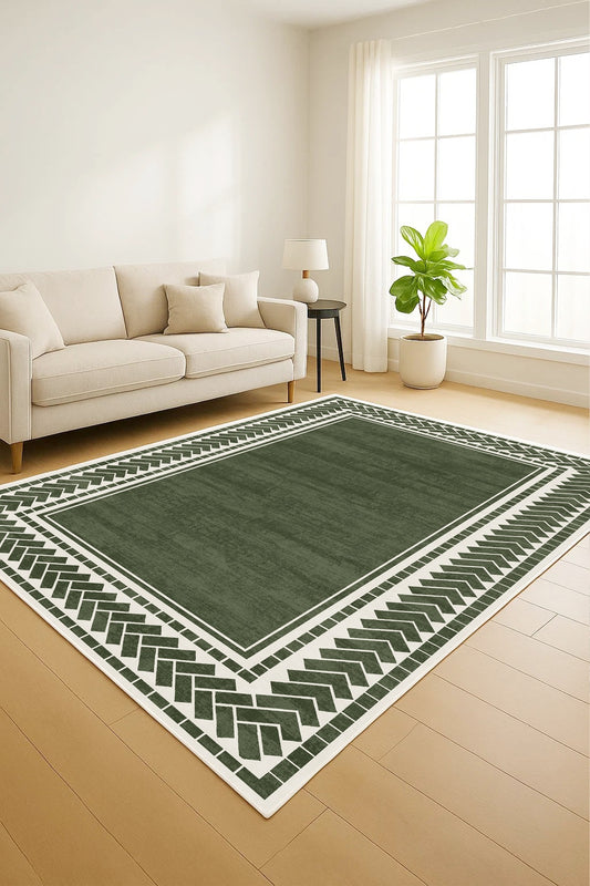 West Home Dijital Baskılı Yıkanabilir Kaymaz Taban Salon, Mutfak ve Yolluk Halısı-763 Green